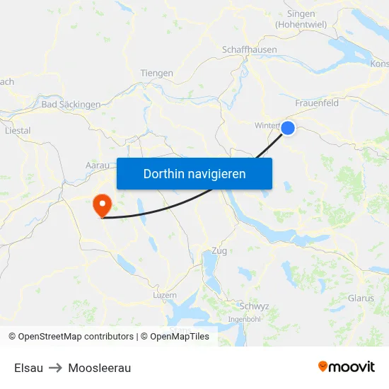 Elsau to Moosleerau map