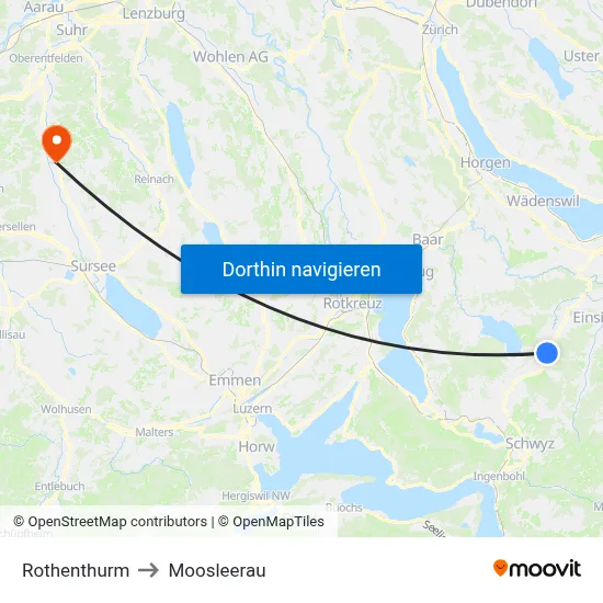 Rothenthurm to Moosleerau map