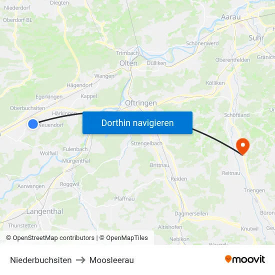 Niederbuchsiten to Moosleerau map