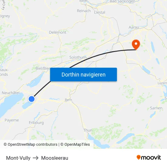 Mont-Vully to Moosleerau map