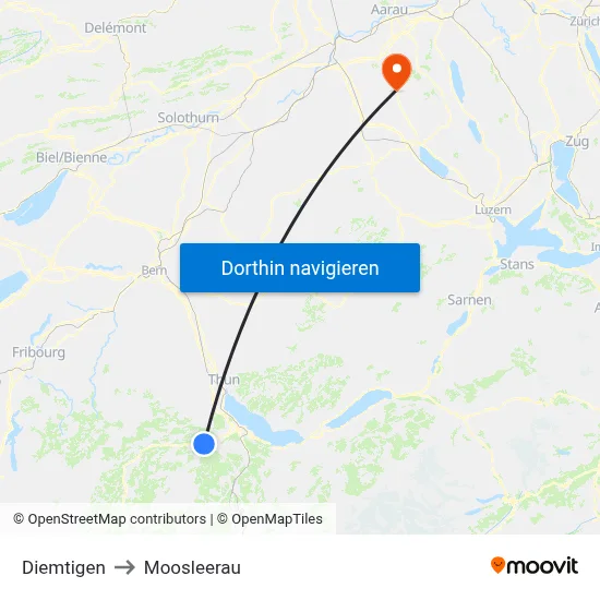 Diemtigen to Moosleerau map