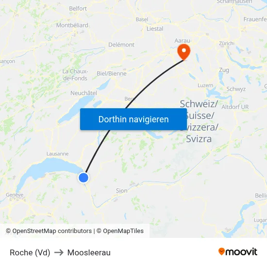 Roche (Vd) to Moosleerau map