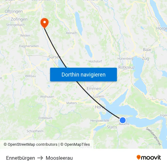Ennetbürgen to Moosleerau map