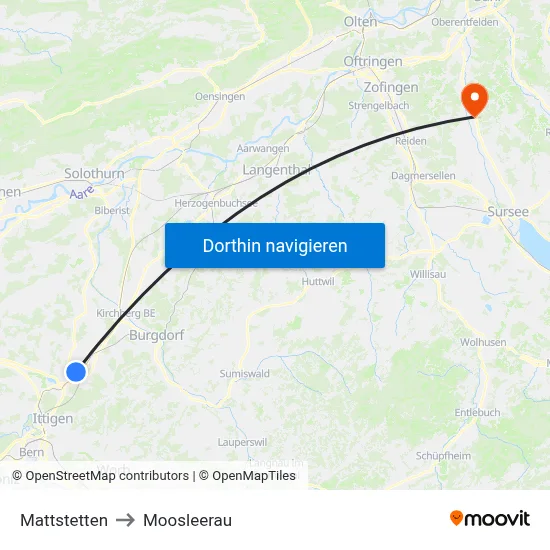 Mattstetten to Moosleerau map