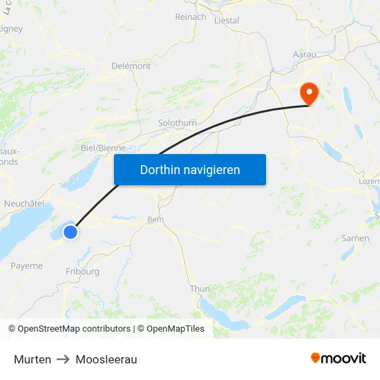 Murten to Moosleerau map