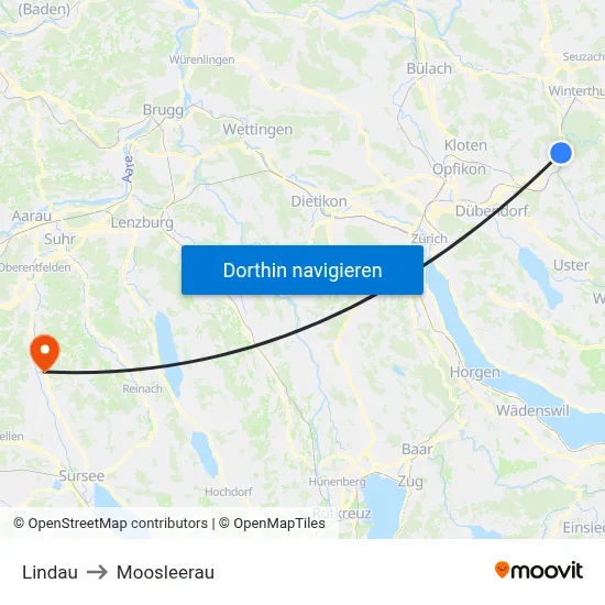 Lindau to Moosleerau map
