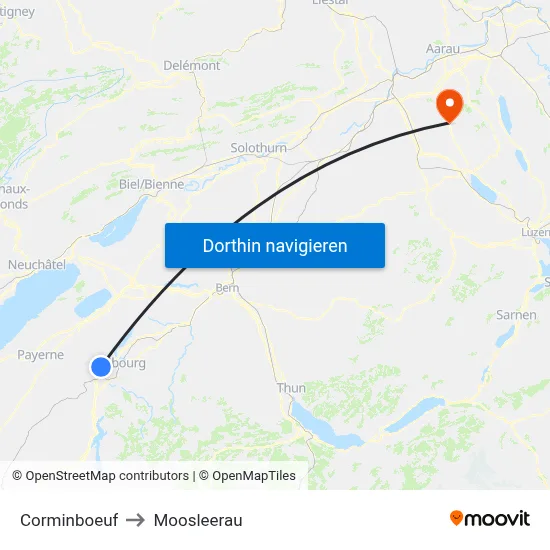 Corminboeuf to Moosleerau map
