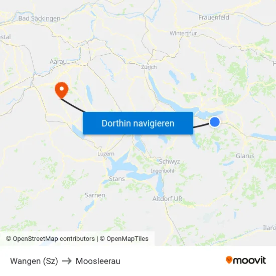 Wangen (Sz) to Moosleerau map
