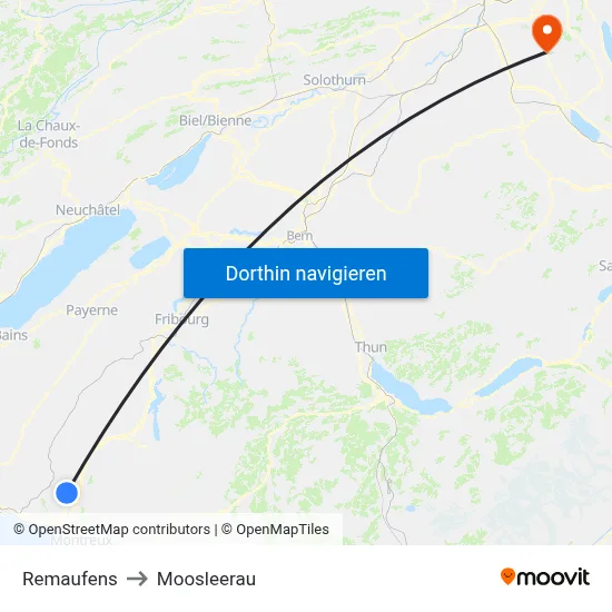 Remaufens to Moosleerau map