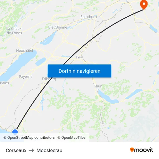 Corseaux to Moosleerau map