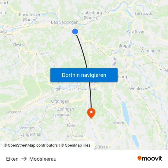 Eiken to Moosleerau map