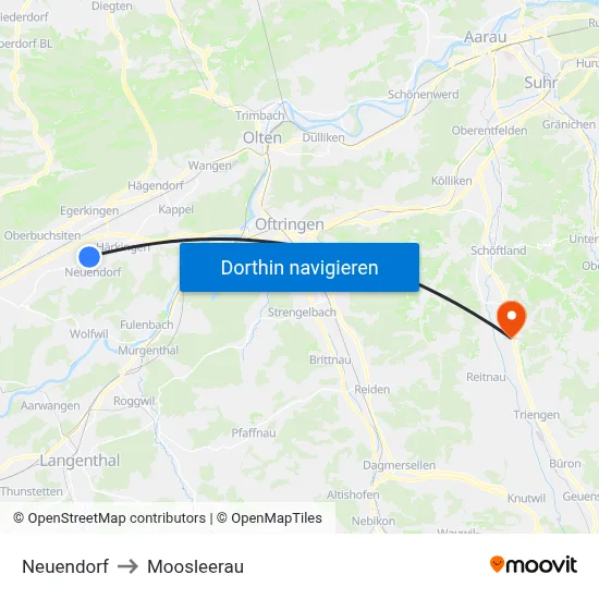 Neuendorf to Moosleerau map