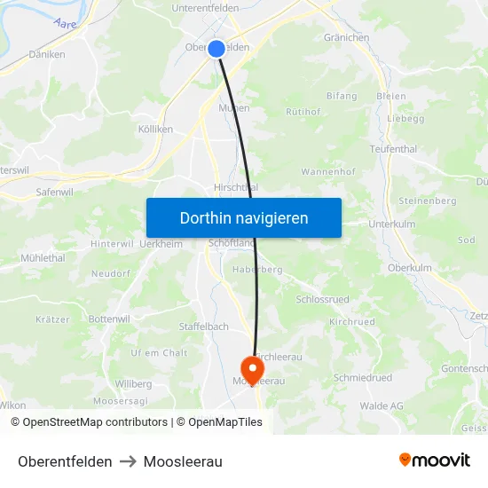 Oberentfelden to Moosleerau map