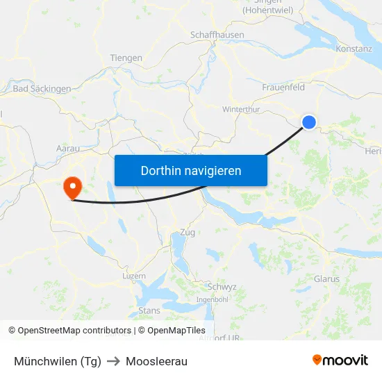 Münchwilen (Tg) to Moosleerau map