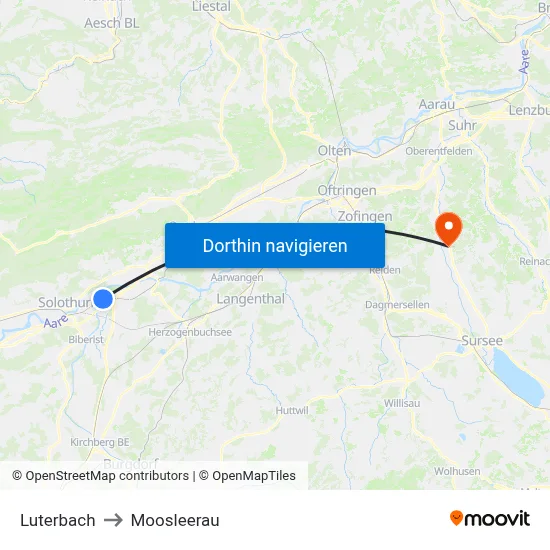 Luterbach to Moosleerau map