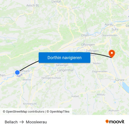 Bellach to Moosleerau map