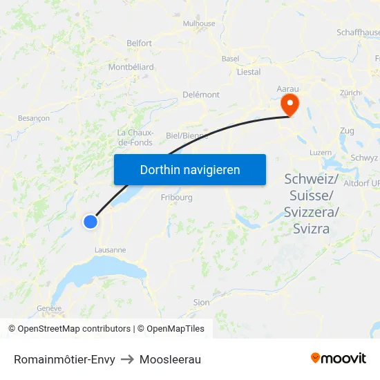 Romainmôtier-Envy to Moosleerau map