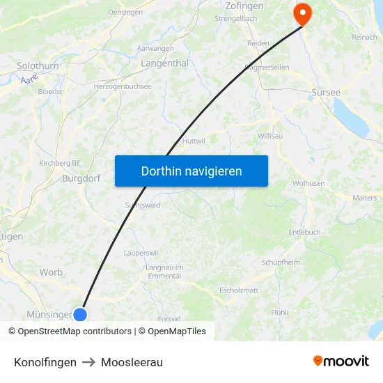 Konolfingen to Moosleerau map