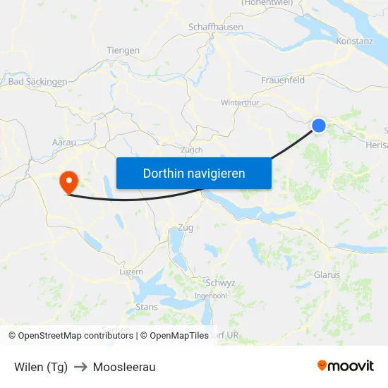 Wilen (Tg) to Moosleerau map