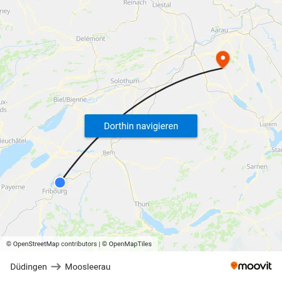 Düdingen to Moosleerau map