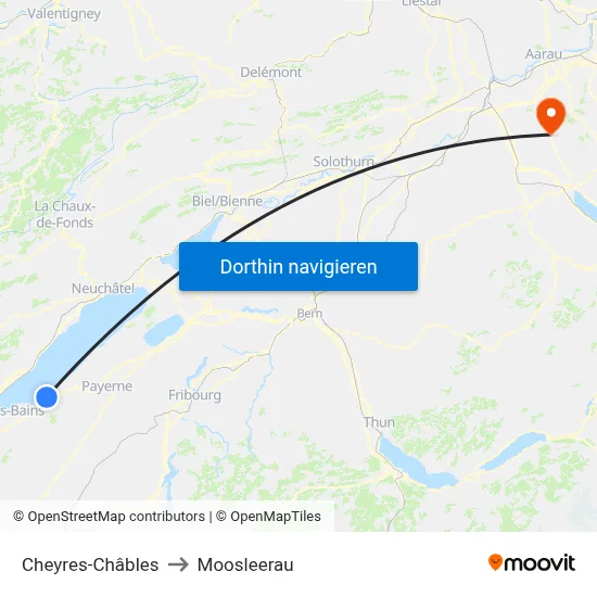 Cheyres-Châbles to Moosleerau map
