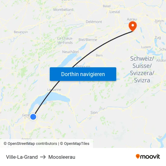 Ville-La-Grand to Moosleerau map