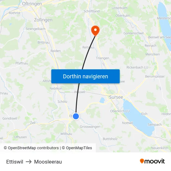 Ettiswil to Moosleerau map