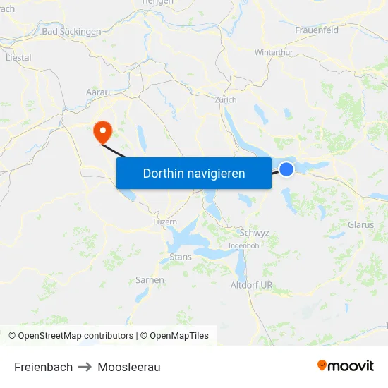 Freienbach to Moosleerau map