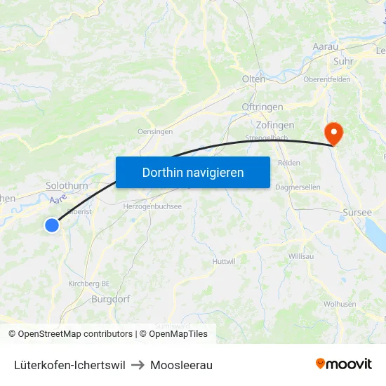 Lüterkofen-Ichertswil to Moosleerau map