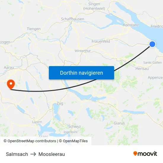 Salmsach to Moosleerau map