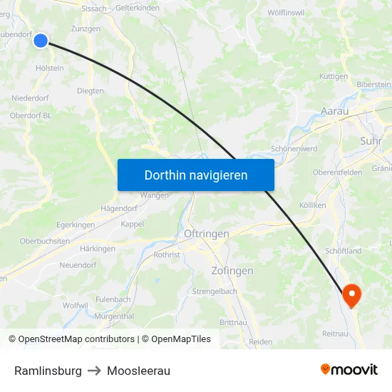 Ramlinsburg to Moosleerau map