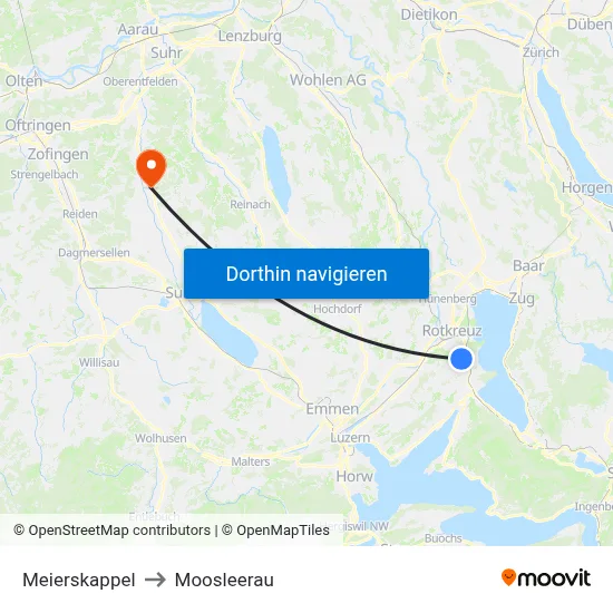 Meierskappel to Moosleerau map