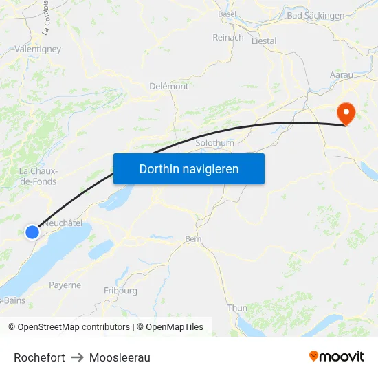 Rochefort to Moosleerau map