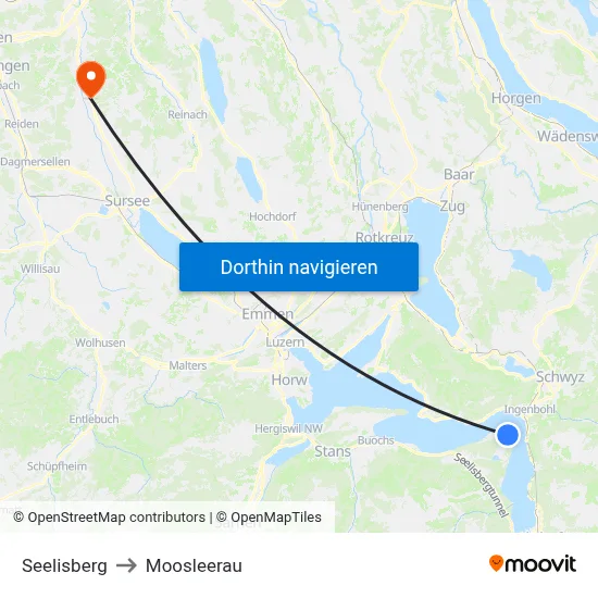 Seelisberg to Moosleerau map