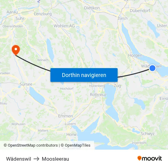 Wädenswil to Moosleerau map