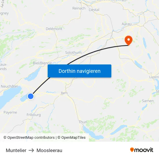 Muntelier to Moosleerau map