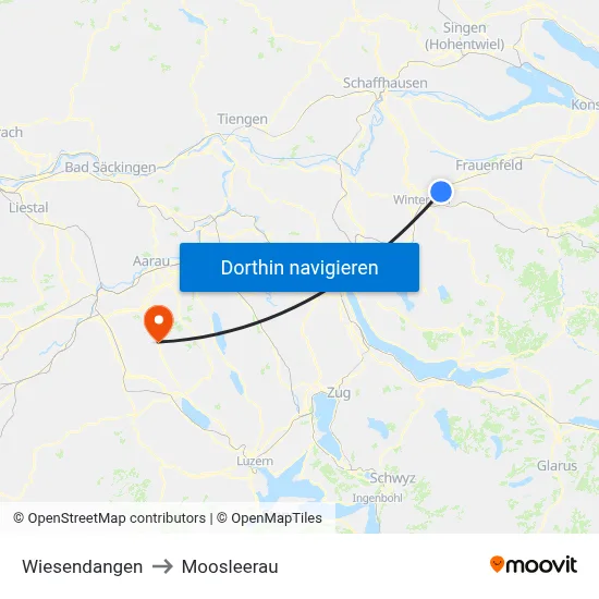 Wiesendangen to Moosleerau map