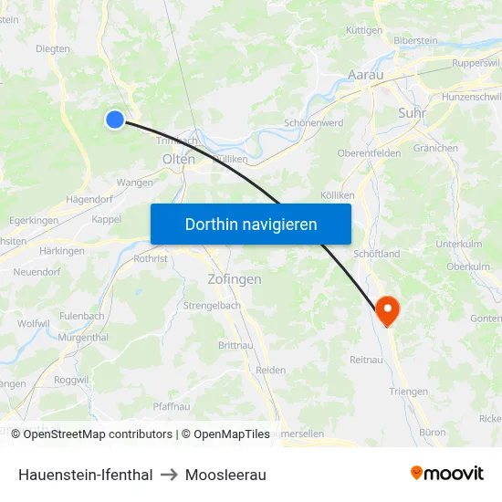 Hauenstein-Ifenthal to Moosleerau map