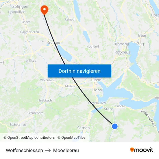 Wolfenschiessen to Moosleerau map