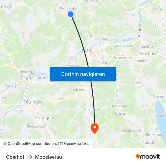 Oberhof to Moosleerau map