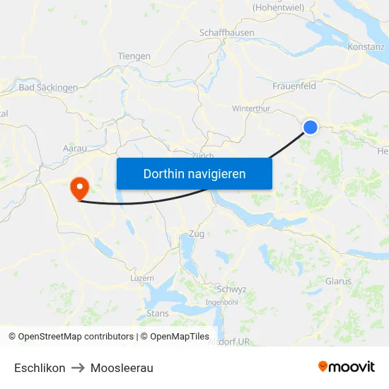 Eschlikon to Moosleerau map