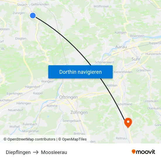 Diepflingen to Moosleerau map