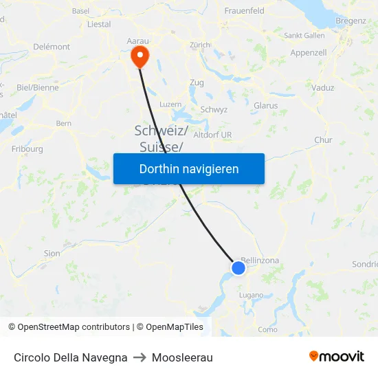 Circolo Della Navegna to Moosleerau map