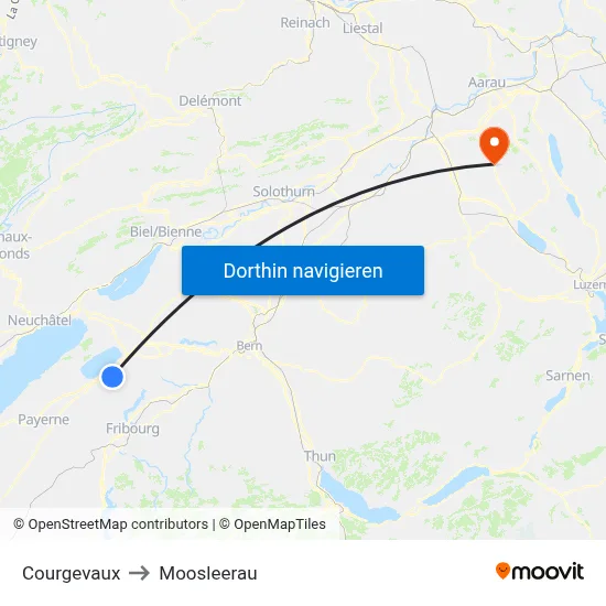 Courgevaux to Moosleerau map