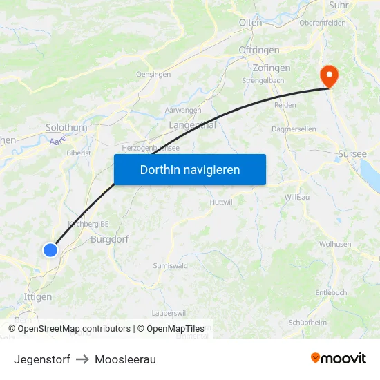 Jegenstorf to Moosleerau map