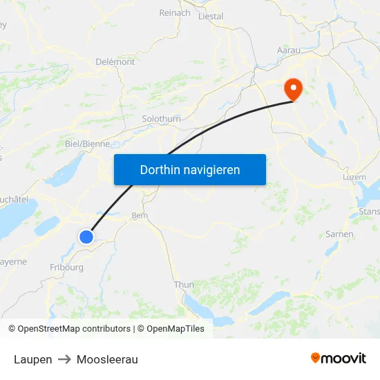 Laupen to Moosleerau map