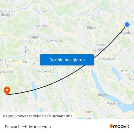 Seuzach to Moosleerau map