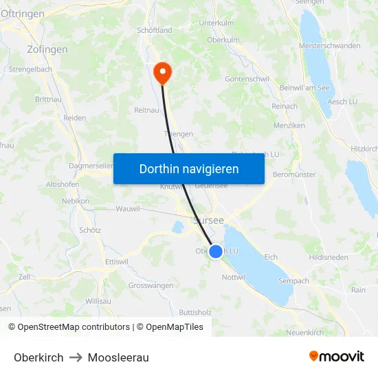 Oberkirch to Moosleerau map