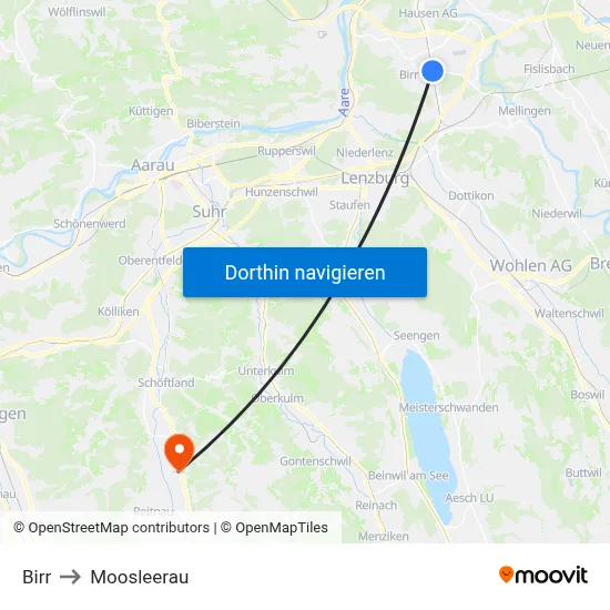 Birr to Moosleerau map