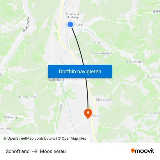 Schöftland to Moosleerau map